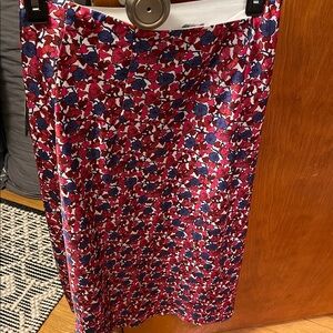 J. Crew Red and Blue Floral Pencil Skirt